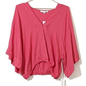 YFB Young Fabulous & Broke On The Road Flowy 3/4 Sleeve Top Coral Pink XS